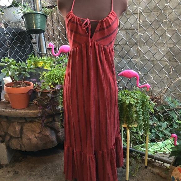 Red Stripe Crinkle Sun Dress Topshop - Picture 6 of 6